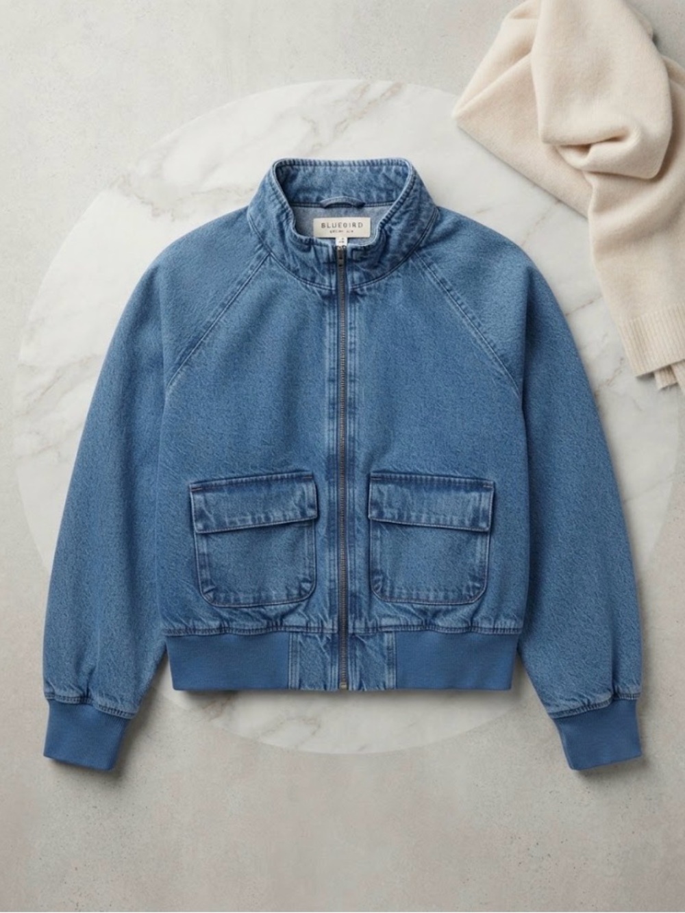 NWT And Now This Denim Bomber Jacket – Petite Medium